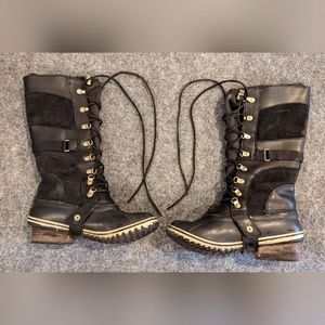 Sorel winter snow boots - black lace up calf